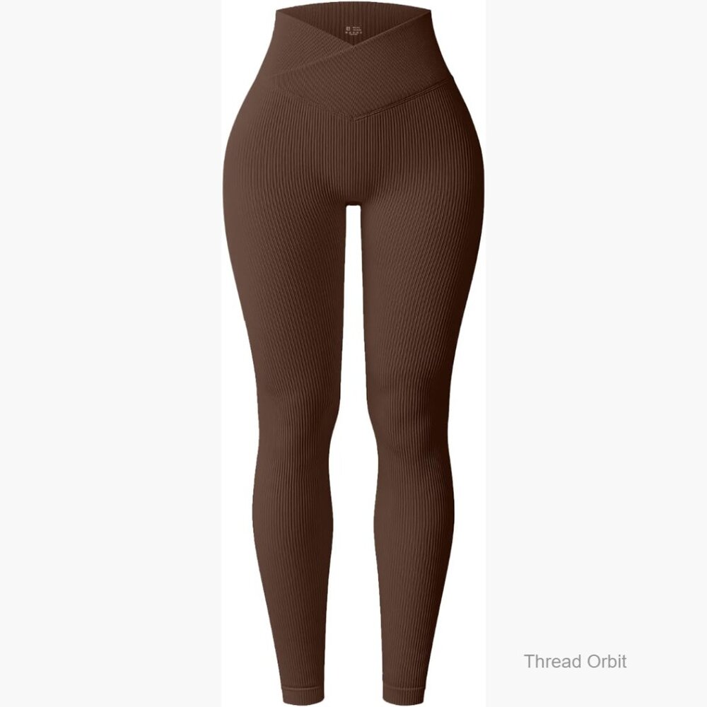 High Waisted Tummy Control Seamless Leggings, Ribbed Workout Pants for Yoga Gym